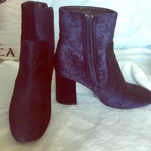 Blue velvet boots size 8.5